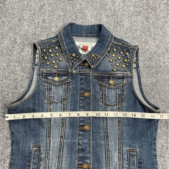 Stetson Western Wear Vest Womens Small Studded Button Front Pockets Cotton - Picture 6 of 7